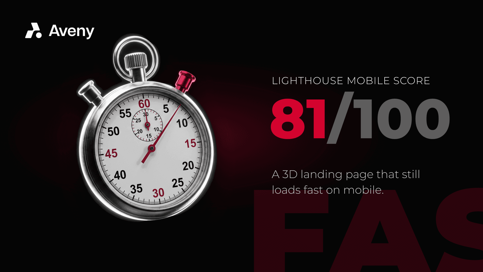 Lighthouse mobile score 81/100 for the 3D landing page